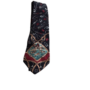 Hathaway Vintage Equestrian Horses Silk Tie